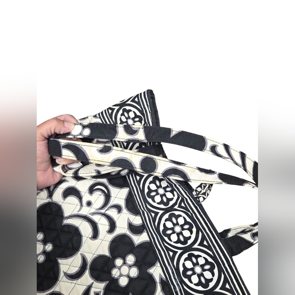 Vera Bradley Black and White Floral Tote Bag - Picture 12 of 14